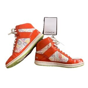 Coach Norra Orange Graffiti High Tops Sz 8.5 M Shoes Sneaker W Original Box VNTG
